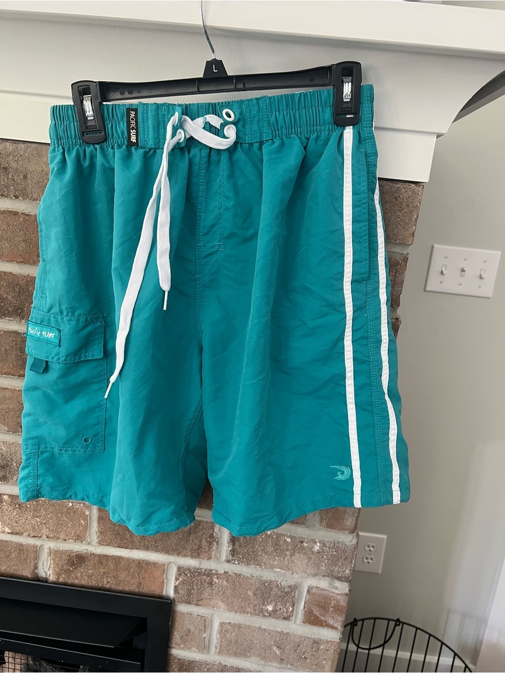 Exist Teal Swim Shorts with White Elastic Waistband
